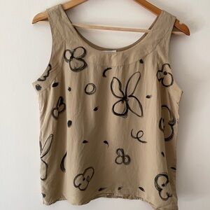 Vintage LJUKA Floral Silk Hand Made in New York Painted Tank Top